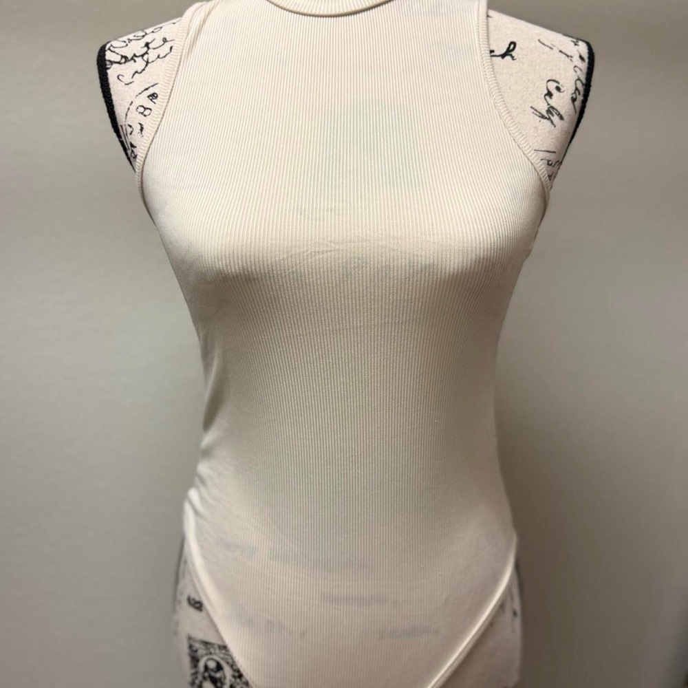 Elegant Cream Ribbed Tank Top